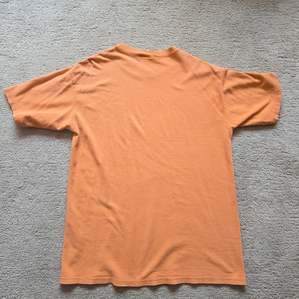 Vintage Pale Dyed Originals Orange Textured Knit T-Shirt Mens Large Made in USA